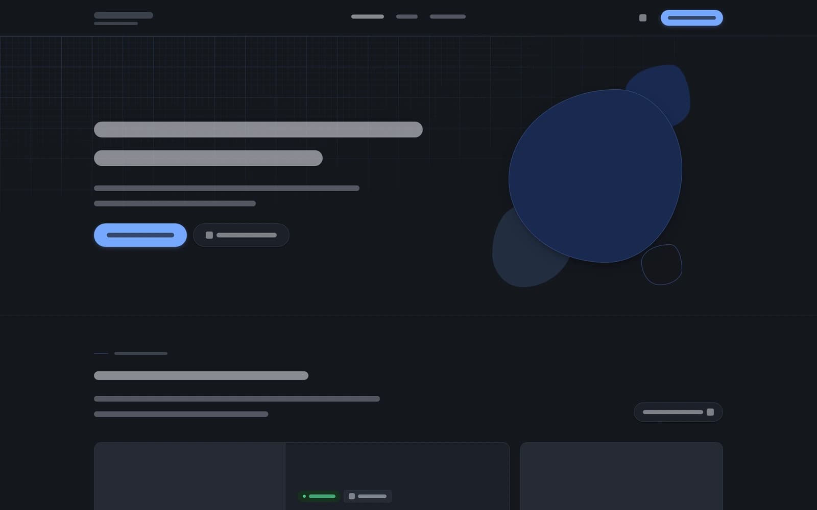 Vue abstraite de la landing page du portfolio.