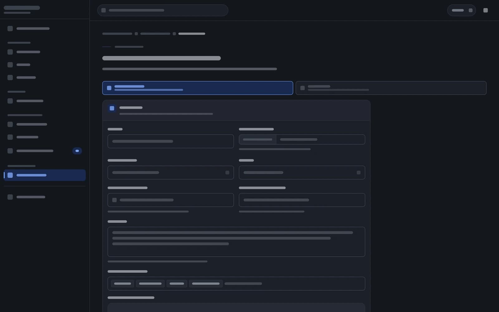 Vue abstraite de l’éditeur permettant de construire une étude de cas à partir de différents blocs de contenu.