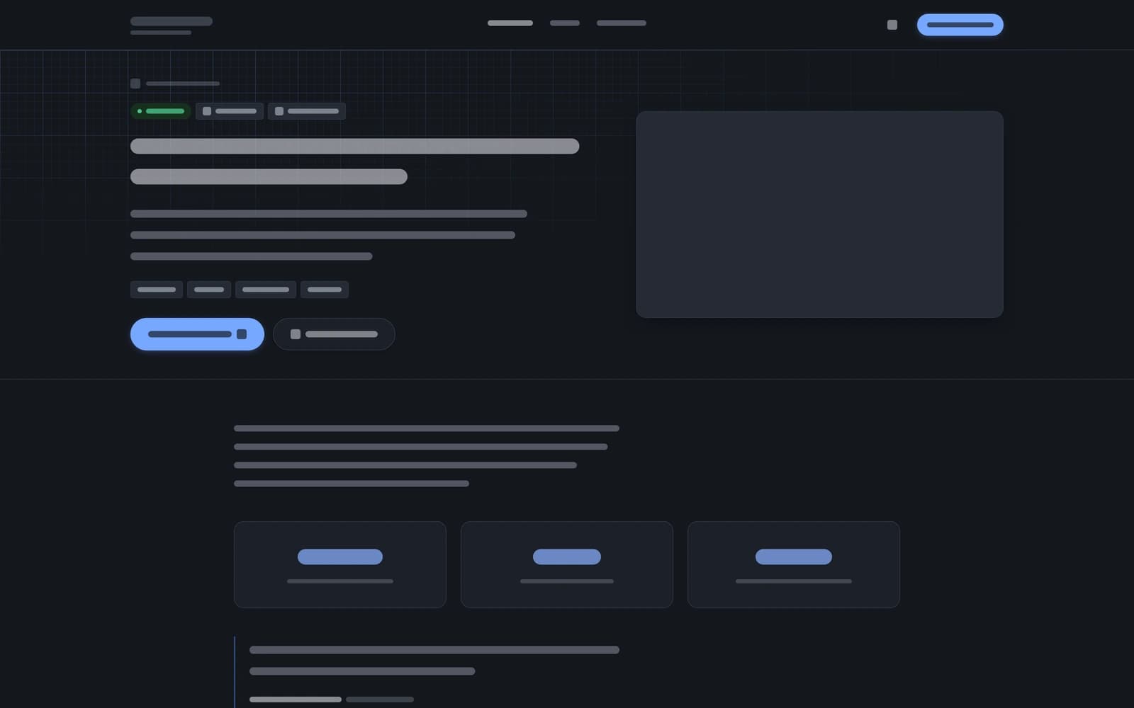 Vue abstraite d’une page publique présentant une réalisation du portfolio.